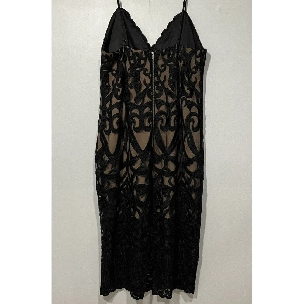 Bardot Sheath Dress Womens 10 Midi Black Lace‎ V-Neck Lined